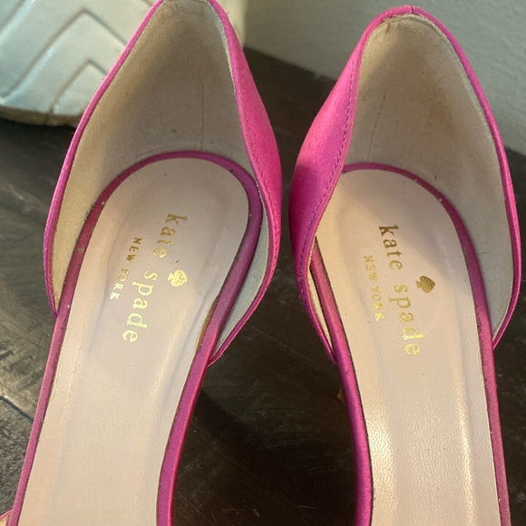 Women's Kate Spade New York Hot Pink Peep Toe Pumps With Glitter Heel Size 7.5 - Picture 9 of 15